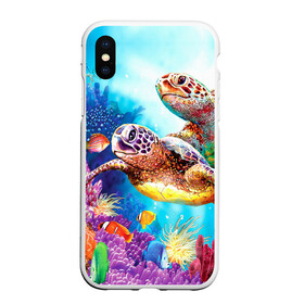 Чехол для iPhone XS Max матовый с принтом Морские черепахи в городе Новоалтайск, Силикон | Область печати: задняя сторона чехла, без боковых панелей | коралловые | море | морские | океан | подводный мир | рифы | рыбки | рыбы | черепахи