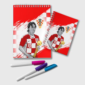 Блокнот с принтом ЛУКА МОДРИЧ LUKA MODRIC в городе Новоалтайск, 100% бумага | 48 листов, плотность листов — 60 г/м2, плотность картонной обложки — 250 г/м2. Листы скреплены удобной пружинной спиралью. Цвет линий — светло-серый
 | Тематика изображения на принте: football | luka modric | real madrid. | sport | лука модрич | реал мадрид | сборная хорватии | спорт | футбол