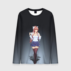 Мужской лонгслив 3D с принтом Doki Doki Literature Club Monika (Z) в городе Новоалтайск, 100% полиэстер | длинные рукава, круглый вырез горловины, полуприлегающий силуэт | doki doki | doki doki literature club | monika | natsuki | sayori | team salvato | yuri | доки | доки доки | литературный клуб | моника | нацуки | саёри | тук тук | юри