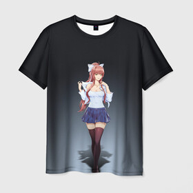 Мужская футболка 3D с принтом Doki Doki Literature Club Monika (Z) в городе Новоалтайск, 100% полиэфир | прямой крой, круглый вырез горловины, длина до линии бедер | doki doki | doki doki literature club | monika | natsuki | sayori | team salvato | yuri | доки | доки доки | литературный клуб | моника | нацуки | саёри | тук тук | юри