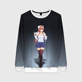 Женский свитшот 3D с принтом Doki Doki Literature Club Monika (Z) в городе Новоалтайск, 100% полиэстер с мягким внутренним слоем | круглый вырез горловины, мягкая резинка на манжетах и поясе, свободная посадка по фигуре | doki doki | doki doki literature club | monika | natsuki | sayori | team salvato | yuri | доки | доки доки | литературный клуб | моника | нацуки | саёри | тук тук | юри