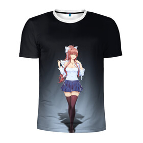 Мужская футболка 3D спортивная с принтом Doki Doki Literature Club Monika (Z) в городе Новоалтайск, 100% полиэстер с улучшенными характеристиками | приталенный силуэт, круглая горловина, широкие плечи, сужается к линии бедра | doki doki | doki doki literature club | monika | natsuki | sayori | team salvato | yuri | доки | доки доки | литературный клуб | моника | нацуки | саёри | тук тук | юри