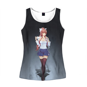 Женская майка 3D с принтом Doki Doki Literature Club | Monika (Z) в городе Новоалтайск, 100% полиэстер | круглая горловина, прямой силуэт, длина до линии бедра | doki doki | doki doki literature club | monika | natsuki | sayori | team salvato | yuri | доки | доки доки | литературный клуб | моника | нацуки | саёри | тук тук | юри