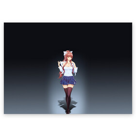 Поздравительная открытка с принтом Doki Doki Literature Club | Monika (Z) в городе Новоалтайск, 100% бумага | плотность бумаги 280 г/м2, матовая, на обратной стороне линовка и место для марки
 | doki doki | doki doki literature club | monika | natsuki | sayori | team salvato | yuri | доки | доки доки | литературный клуб | моника | нацуки | саёри | тук тук | юри