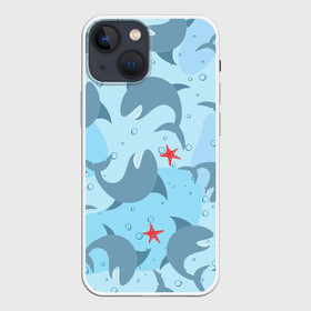 Чехол для iPhone 13 mini с принтом Акулы паттерн в городе Новоалтайск,  |  | shark | акула | акулы | жители | клыки | море | морские | океан | рыба