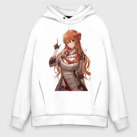 Мужское худи Oversize хлопок с принтом Tartaglia - girl art в городе Новоалтайск, френч-терри — 70% хлопок, 30% полиэстер. Мягкий теплый начес внутри —100% хлопок | боковые карманы, эластичные манжеты и нижняя кромка, капюшон на магнитной кнопке | Тематика изображения на принте: art | fanart | game | genshin | impact | tartaglia | тарталья