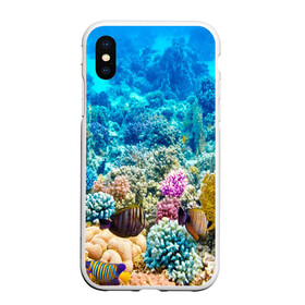 Чехол для iPhone XS Max матовый с принтом Риф в городе Новоалтайск, Силикон | Область печати: задняя сторона чехла, без боковых панелей | коралловый риф | полосатые рыбы | риф | рыбы | сказочный риф