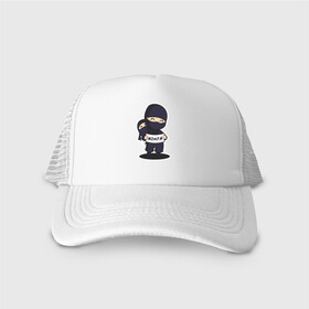 Кепка тракер с сеткой с принтом Ниндзя в городе Новоалтайск, трикотажное полотно; задняя часть — сетка | длинный козырек, универсальный размер, пластиковая застежка | защита | мило | нападение | ниндзя | скрытый