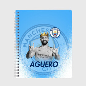 Тетрадь с принтом СЕРХИО АГУЭРО SERGIO AGUERO в городе Новоалтайск, 100% бумага | 48 листов, плотность листов — 60 г/м2, плотность картонной обложки — 250 г/м2. Листы скреплены сбоку удобной пружинной спиралью. Уголки страниц и обложки скругленные. Цвет линий — светло-серый
 | football | manchester city | sergio leonel aguero del castillo | sport | манчестер сити | сборная аргентины. | спорт | футбол