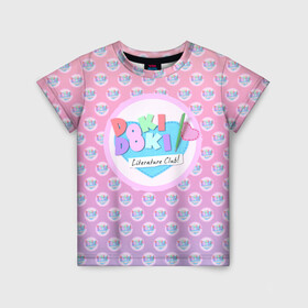 Детская футболка 3D с принтом Doki Doki Literature Club Лого паттерн (Z) в городе Новоалтайск, 100% гипоаллергенный полиэфир | прямой крой, круглый вырез горловины, длина до линии бедер, чуть спущенное плечо, ткань немного тянется | doki doki | doki doki literature club | monika | natsuki | sayori | team salvato | yuri | доки | доки доки | литературный клуб | моника | нацуки | саёри | юри