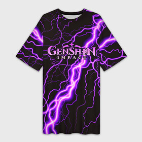 Платье-футболка 3D с принтом GENSHIN IMPACT МОЛНИЯ НЕОН в городе Новоалтайск,  |  | genshin impact | neon | гениш импакт | генши импакт | геншин импакт | игра | молния | неон