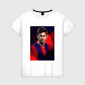 Женская футболка хлопок с принтом Messi - The Best в городе Новоалтайск, 100% хлопок | прямой крой, круглый вырез горловины, длина до линии бедер, слегка спущенное плечо | argentina | barca | barcelona | football | lionel | messi | spain | sport | аргентина | барса | барселона | гол | золотой мяч | игрок | испания | камп ноу | лионель | месси | мяч | спорт | тренер | футбол | чемпион |