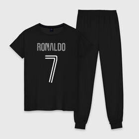 Женская пижама хлопок с принтом Ronaldo 7 номер на груди в городе Новоалтайск, 100% хлопок | брюки и футболка прямого кроя, без карманов, на брюках мягкая резинка на поясе и по низу штанин | 7 | champion | cr7 | cristiano ronaldo | fifa | football | football club | juventus | soccer | uefa | игра | криштиану роналду | лига чемпионов | реал мадрид | сборная португалии | спорт | уефа | фифа | фк | футбол | футболь