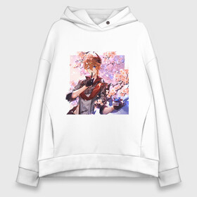 Женское худи Oversize хлопок с принтом Tartaglia fan art в городе Новоалтайск, френч-терри — 70% хлопок, 30% полиэстер. Мягкий теплый начес внутри —100% хлопок | боковые карманы, эластичные манжеты и нижняя кромка, капюшон на магнитной кнопке | art | fanart | game | genshin | impact | tartaglia | арт | тарталья | фан