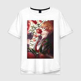 Мужская футболка хлопок Oversize с принтом Tartaglia fan art в городе Новоалтайск, 100% хлопок | свободный крой, круглый ворот, “спинка” длиннее передней части | art | fanart | game | genshin | impact | tartaglia | арт | тарталья | фан