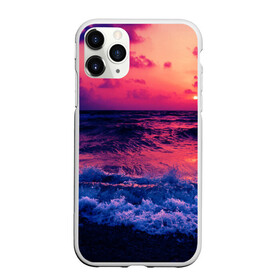 Чехол для iPhone 11 Pro Max матовый с принтом Закат на берегу в городе Новоалтайск, Силикон |  | берег | волны | закат | море | пляж