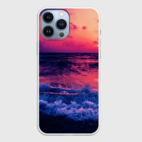 Чехол для iPhone 13 Pro Max с принтом Закат на берегу в городе Новоалтайск,  |  | Тематика изображения на принте: берег | волны | закат | море | пляж