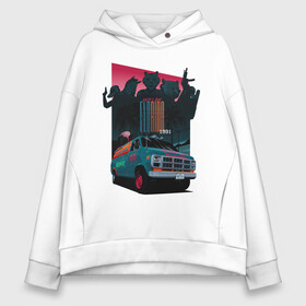 Женское худи Oversize хлопок с принтом Hotline Florida 1991 в городе Новоалтайск, френч-терри — 70% хлопок, 30% полиэстер. Мягкий теплый начес внутри —100% хлопок | боковые карманы, эластичные манжеты и нижняя кромка, капюшон на магнитной кнопке | автомобиль | бирюзовый | горячая линия | градиенты | грузовик | зебра | маски | медведь. | ночь | пальмы | розовый | тигр | утки