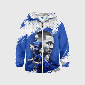 Детская ветровка 3D с принтом ЭДЕН АЗАР / EDEN HAZARD в городе Новоалтайск, 100% полиэстер | подол и капюшон оформлены резинкой с фиксаторами, по бокам два кармана без застежек, один потайной карман на груди | Тематика изображения на принте: chelsea | eden michael hazard | football | real madrid | sport | uefa | реал мадрид | сборная бельгии. | спорт | уефа | футбол | хазард | челси | эден азар