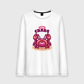 Мужской лонгслив хлопок с принтом Love crabs в городе Новоалтайск, 100% хлопок |  | loves crabs | краб | крабы | любит крабов | любовь | морские | морское