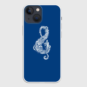 Чехол для iPhone 13 mini с принтом Звуки Океана в городе Новоалтайск,  |  | fish | inhabitants | marine | music | note | ocean | poseidon | sea | sound | treble clef | trident | water | вода | жители | звук | ключ | море | морские | музыка | нота | обитатели | океан | посейдон | рыбы | скрипичный | трезубец