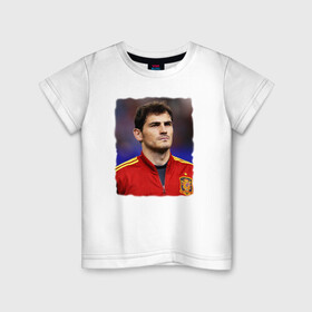 Детская футболка хлопок с принтом Iker Casillas/Икер Касильяс  в городе Новоалтайск, 100% хлопок | круглый вырез горловины, полуприлегающий силуэт, длина до линии бедер | iker casillas | известные личности | икер касильяс | испания | мужчинам | сборная испании | спорт | спортсмены | футбол | футболист | хобби