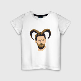 Детская футболка хлопок с принтом GOAT Messi в городе Новоалтайск, 100% хлопок | круглый вырез горловины, полуприлегающий силуэт, длина до линии бедер | Тематика изображения на принте: argentina | barca | barcelona | football | lionel | messi | spain | sport | аргентина | барса | барселона | гол | золотой мяч | игрок | испания | камп ноу | лионель | месси | мяч | спорт | тренер | футбол | чемпион |