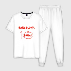Мужская пижама хлопок с принтом Barcelona 10 в городе Новоалтайск, 100% хлопок | брюки и футболка прямого кроя, без карманов, на брюках мягкая резинка на поясе и по низу штанин
 | Тематика изображения на принте: argentina | barca | barcelona | football | lionel | messi | spain | sport | аргентина | барса | барселона | гол | золотой мяч | игрок | испания | камп ноу | лионель | месси | мяч | спорт | тренер | футбол | чемпион |