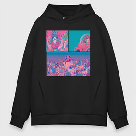 Мужское худи Oversize хлопок с принтом The water world of psychedelic в городе Новоалтайск, френч-терри — 70% хлопок, 30% полиэстер. Мягкий теплый начес внутри —100% хлопок | боковые карманы, эластичные манжеты и нижняя кромка, капюшон на магнитной кнопке | abstraction | acid | colors | кислота | психоделика | цветной