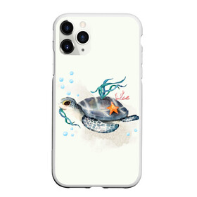 Чехол для iPhone 11 Pro матовый с принтом черепашка в городе Новоалтайск, Силикон |  | ocean | sea | sea animal | акварель | водоросли | графика | море | океан | подводный мир | черепаха