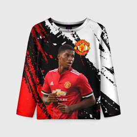 Детский лонгслив 3D с принтом Manchester United Рашфорд в городе Новоалтайск, 100% полиэстер | длинные рукава, круглый вырез горловины, полуприлегающий силуэт
 | fc | fcmu | football | football club | manchester united | marcus rashford | red devils | sport | красные дьяволы | манчестер юнайтед | маркус рашфорд | спорт | фк | фкмю | футбол | футбольный клуб