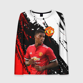 Женский лонгслив 3D с принтом Manchester United Рашфорд в городе Новоалтайск, 100% полиэстер | длинные рукава, круглый вырез горловины, полуприлегающий силуэт | fc | fcmu | football | football club | manchester united | marcus rashford | red devils | sport | красные дьяволы | манчестер юнайтед | маркус рашфорд | спорт | фк | фкмю | футбол | футбольный клуб