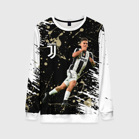 Женский свитшот 3D с принтом Juventus: Пауло Дибала. в городе Новоалтайск, 100% полиэстер с мягким внутренним слоем | круглый вырез горловины, мягкая резинка на манжетах и поясе, свободная посадка по фигуре | cr7 | juve | juventus | paulo dybala | ronaldo | пауло дибала | роналдо | ювентус