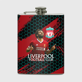 Фляга с принтом Liverpool: Мохамед Салах. в городе Новоалтайск, металлический корпус | емкость 0,22 л, размер 125 х 94 мм. Виниловая наклейка запечатывается полностью | lfc | liverpool | mohamed salah | sport | ynwa | ливерпуль | лфк | мохамед салах | спорт