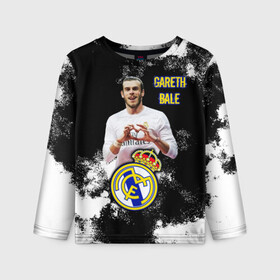 Детский лонгслив 3D с принтом Гарет Бэйл/Gareth Bale в городе Новоалтайск, 100% полиэстер | длинные рукава, круглый вырез горловины, полуприлегающий силуэт
 | fly emirates | football | gareth bale | real madrid | sport | tottenham | бэйл гарет | известные личности | испания | мужчинам | реал мадрид | спорт | спортсмены | тоттенхэм хотспур | уэльс | футболист | хобби