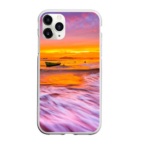 Чехол для iPhone 11 Pro матовый с принтом Закат на пляже в городе Новоалтайск, Силикон |  | закат | лето | лодка на берегу | пляж