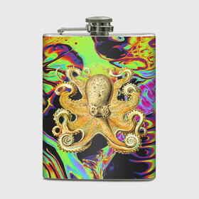 Фляга с принтом Octopus Ink в городе Новоалтайск, металлический корпус | емкость 0,22 л, размер 125 х 94 мм. Виниловая наклейка запечатывается полностью | abstraction | acid | kraken | ocean | octopus | sea | море | осьминог