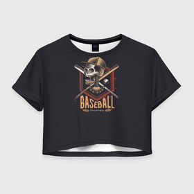 Женская футболка Crop-top 3D с принтом BASEBALL в городе Новоалтайск, 100% полиэстер | круглая горловина, длина футболки до линии талии, рукава с отворотами | a game | ball | baseball | baseball championship | baseball club | baseball league | bat | competition | sport | team | бейсбол | бейсбольная бита | бейсбольная лига | бейсбольный клуб | бита | игра | мяч | соревнования | спорт | чемпионат по бе