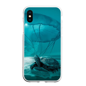 Чехол для iPhone XS Max матовый с принтом Медуза и черепаха в городе Новоалтайск, Силикон | Область печати: задняя сторона чехла, без боковых панелей | медуза | медуза в море | черепаха