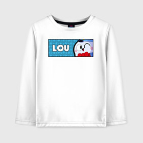 Детский лонгслив хлопок с принтом LOU (ПЛАШКА) в городе Новоалтайск, 100% хлопок | круглый вырез горловины, полуприлегающий силуэт, длина до линии бедер | android | brawl | brawl stars | clash | game | lou | stars | андроид | игра | мобильные игры