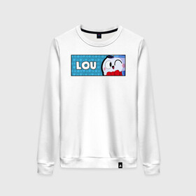 Женский свитшот хлопок с принтом LOU (ПЛАШКА) в городе Новоалтайск, 100% хлопок | прямой крой, круглый вырез, на манжетах и по низу широкая трикотажная резинка  | android | brawl | brawl stars | clash | game | lou | stars | андроид | игра | мобильные игры