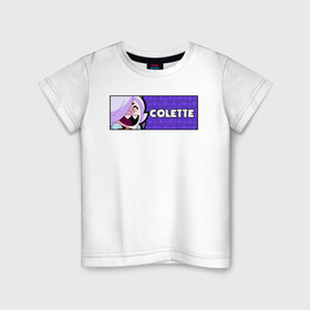 Детская футболка хлопок с принтом COLETTE (ПЛАШКА) в городе Новоалтайск, 100% хлопок | круглый вырез горловины, полуприлегающий силуэт, длина до линии бедер | android | brawl | brawl stars | clash | colette | game | stars | андроид | игра | мобильные игры