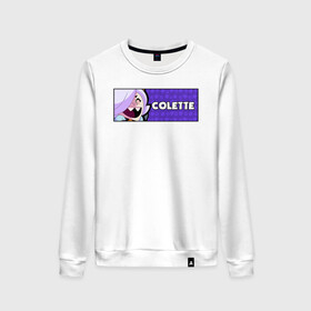 Женский свитшот хлопок с принтом COLETTE (ПЛАШКА) в городе Новоалтайск, 100% хлопок | прямой крой, круглый вырез, на манжетах и по низу широкая трикотажная резинка  | android | brawl | brawl stars | clash | colette | game | stars | андроид | игра | мобильные игры