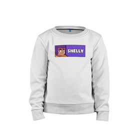Детский свитшот хлопок с принтом SHELLY (ПЛАШКА) в городе Новоалтайск, 100% хлопок | круглый вырез горловины, эластичные манжеты, пояс и воротник | android | brawl | brawl stars | clash | game | shelly | stars | андроид | игра | мобильные игры | шелли