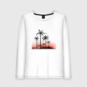Женский лонгслив хлопок с принтом palm tree в городе Новоалтайск, 100% хлопок |  | beach | ocean | palm trees | sea | summer | sun | sunset | vacation | закат | лето | море | океан | отдых | отпуск | пальмы | пляж | солнце