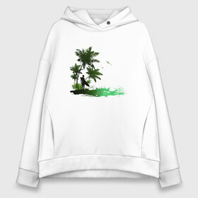 Женское худи Oversize хлопок с принтом Сёрфинг в городе Новоалтайск, френч-терри — 70% хлопок, 30% полиэстер. Мягкий теплый начес внутри —100% хлопок | боковые карманы, эластичные манжеты и нижняя кромка, капюшон на магнитной кнопке | Тематика изображения на принте: beach | ocean | palm trees | sea | summer | sun | sunset | vacation | закат | лето | море | океан | отдых | отпуск | пальмы | песок | пляж | сёрфинг | солнце