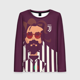 Женский лонгслив 3D с принтом Andrea Pirlo в городе Новоалтайск, 100% полиэстер | длинные рукава, круглый вырез горловины, полуприлегающий силуэт | andrea pirlo | football | juventus | pirlo | vdkarsvet | андреа пирло | пирло | футбол | ювентус