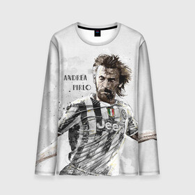 Мужской лонгслив 3D с принтом Andrea Pirlo в городе Новоалтайск, 100% полиэстер | длинные рукава, круглый вырез горловины, полуприлегающий силуэт | andrea pirlo | football | juventus | pirlo | vdkarsvet | андреа пирло | пирло | футбол | ювентус
