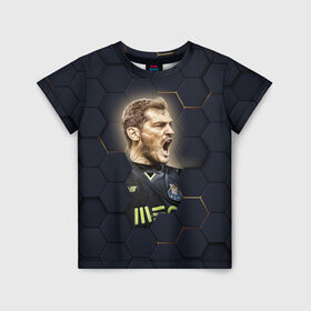 Детская футболка 3D с принтом  Iker Casillas в городе Новоалтайск, 100% гипоаллергенный полиэфир | прямой крой, круглый вырез горловины, длина до линии бедер, чуть спущенное плечо, ткань немного тянется | Тематика изображения на принте: casillas | football | iker | iker casillas | porto | real | real madrid | vdkarsvet | икер | икер касильяс | касильяс | потру | реал | реал мадрид | футбол
