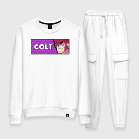 Женский костюм хлопок с принтом COLT (ПЛАШКА) в городе Новоалтайск, 100% хлопок | на свитшоте круглая горловина, мягкая резинка по низу. Брюки заужены к низу, на них два вида карманов: два 